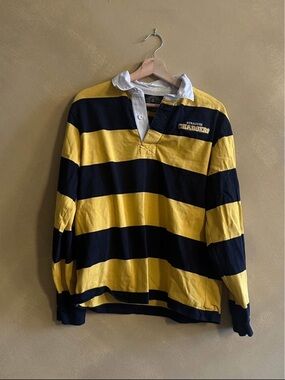Striped Rugby Shirt with Syracuse Embroidery - Yellow & Navy